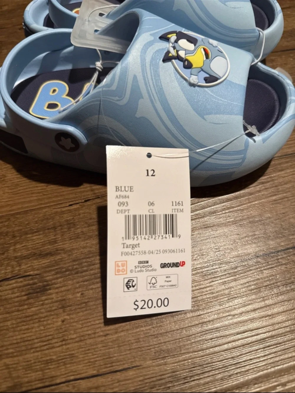 Light Blue Kids Sandals with Back Strap with Bluey Design
